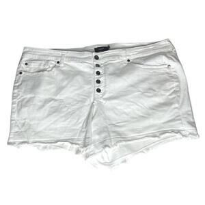 Torrid Cut Off High Waisted Button Fly Shorts White Plus Size 26